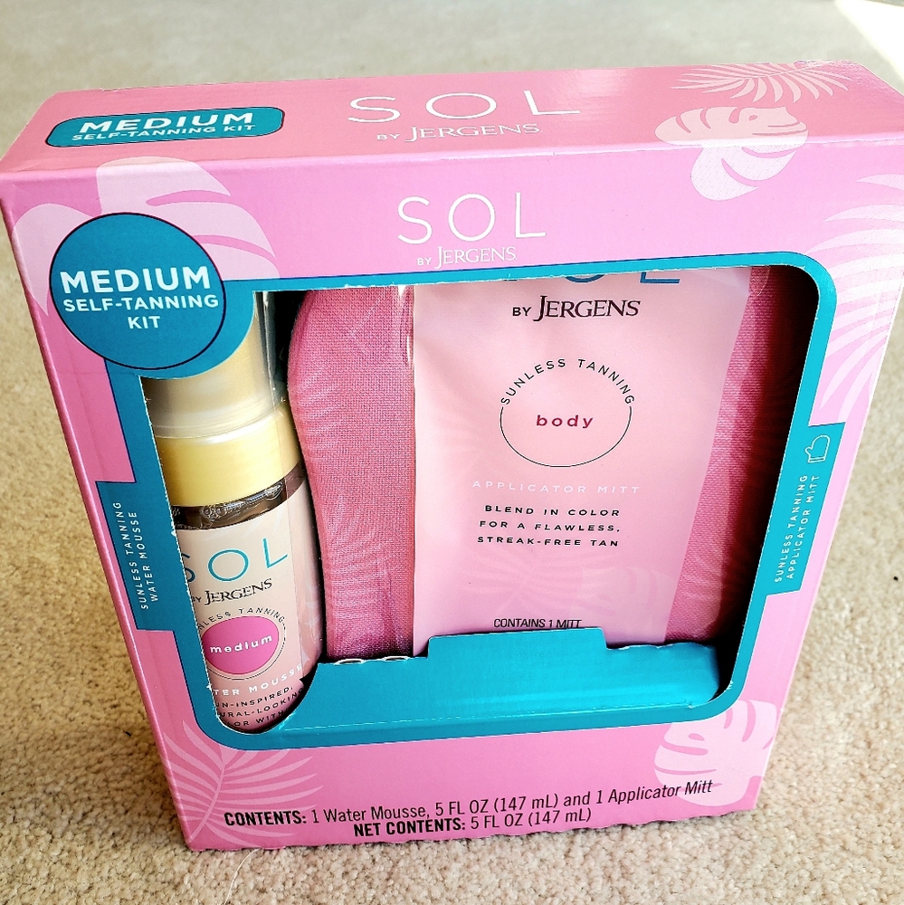 Sol by Jergens Medium Self-Tanning Kit/Set Tanner Water Mousse Applicator Mitt - Picture 2 of 4